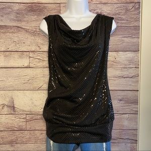 Low Back, drape front sparkling tank